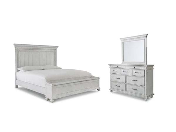 Kanwyn Queen Panel Bed with Storage Bench, Dresser and Mirror