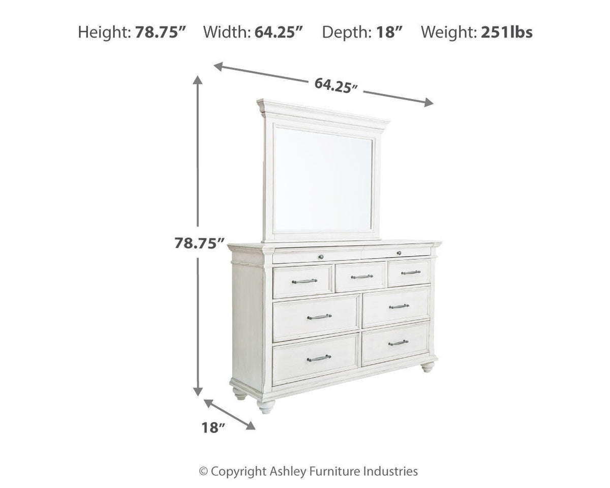 Kanwyn Queen Panel Bed, Dresser and Mirror