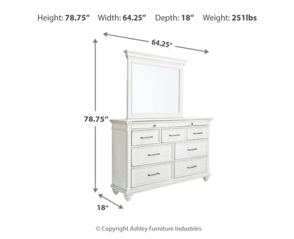 Kanwyn King Panel Bed with Mirrored Dresser