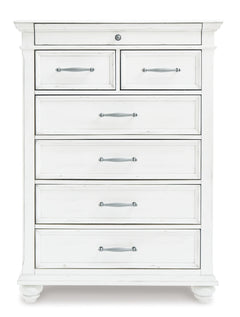 Kanwyn Queen Panel Bed with Mirrored Dresser and Chest