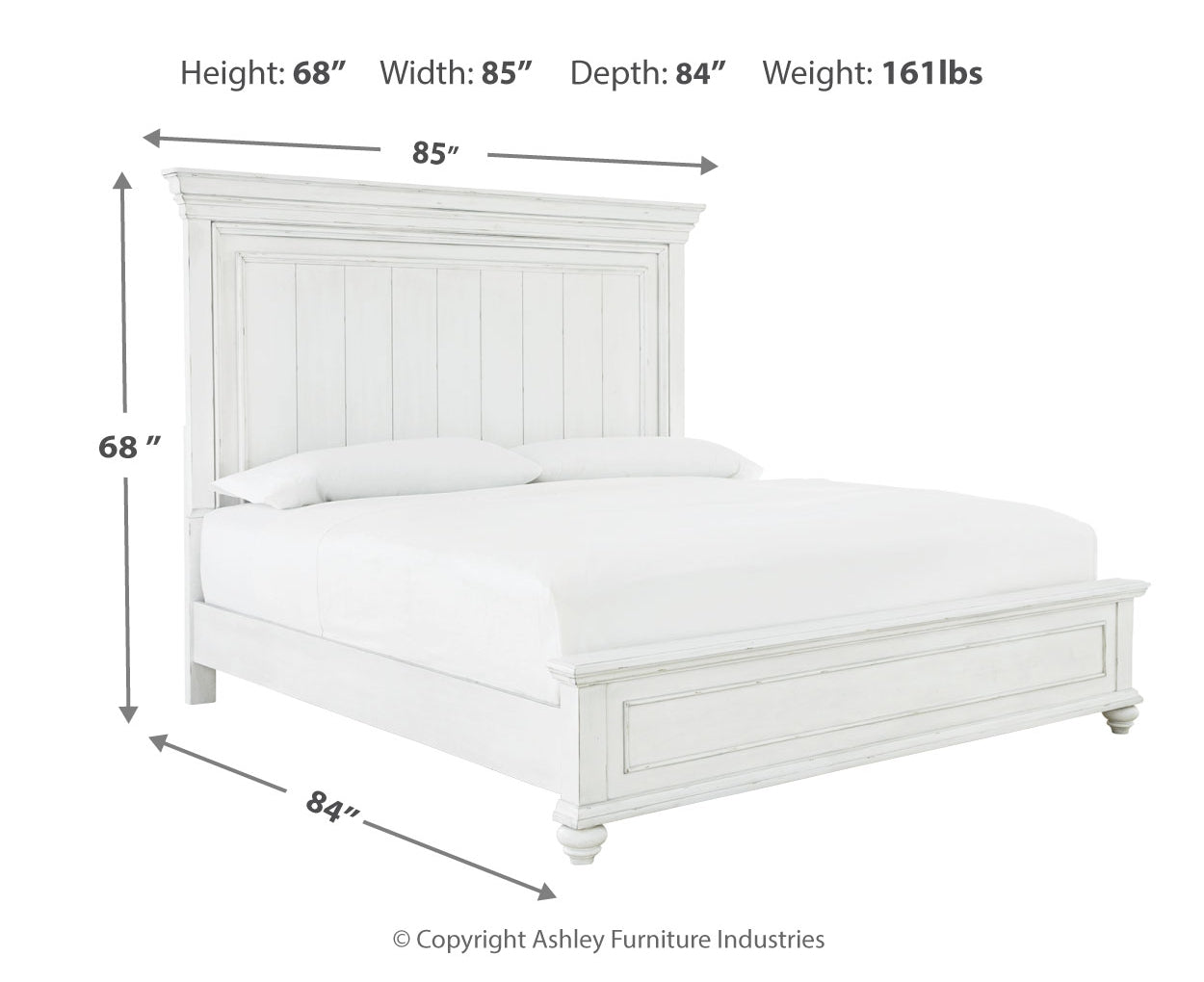 Kanwyn King Panel Bed with Mirrored Dresser, Chest and Nightstand