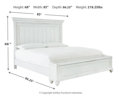 Kanwyn California King Panel Bed with Storage Bench