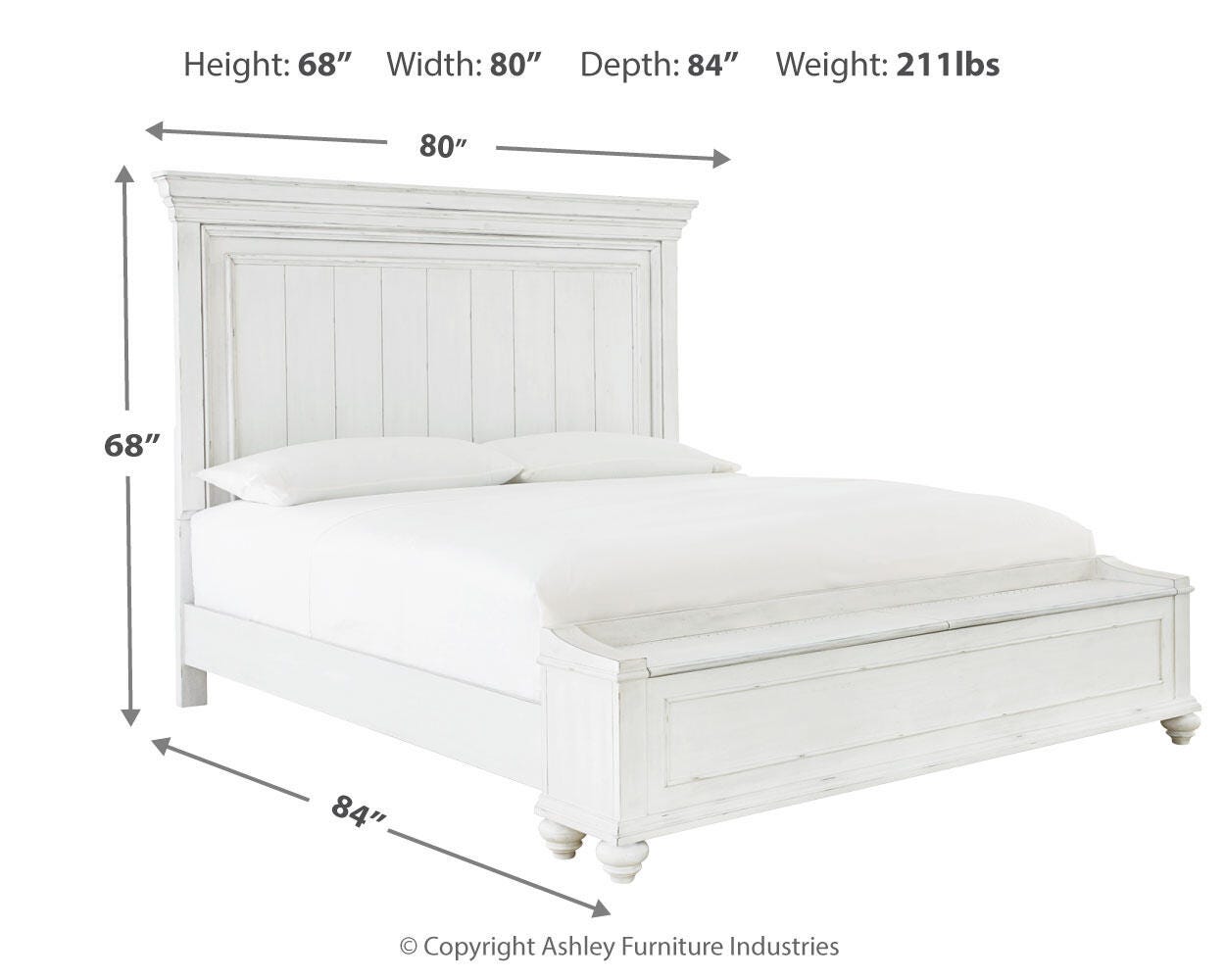Kanwyn King Panel Bed with Storage with Mirrored Dresser