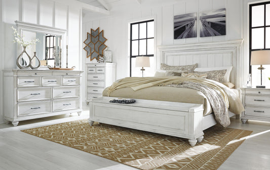 Kanwyn California King Panel Bed with Storage Bench