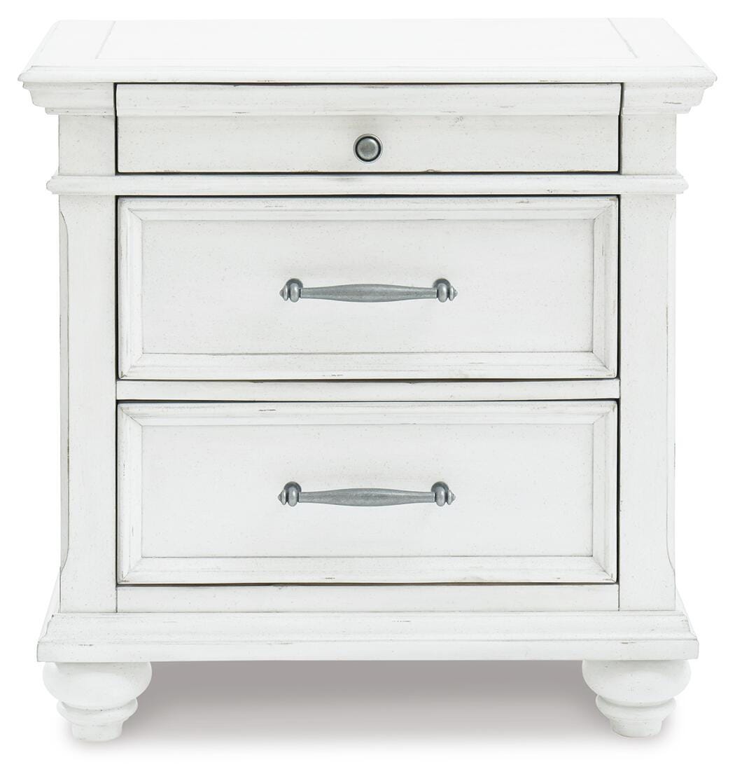 Kanwyn Queen Upholstered Panel Bed, Dresser, and Nightstand