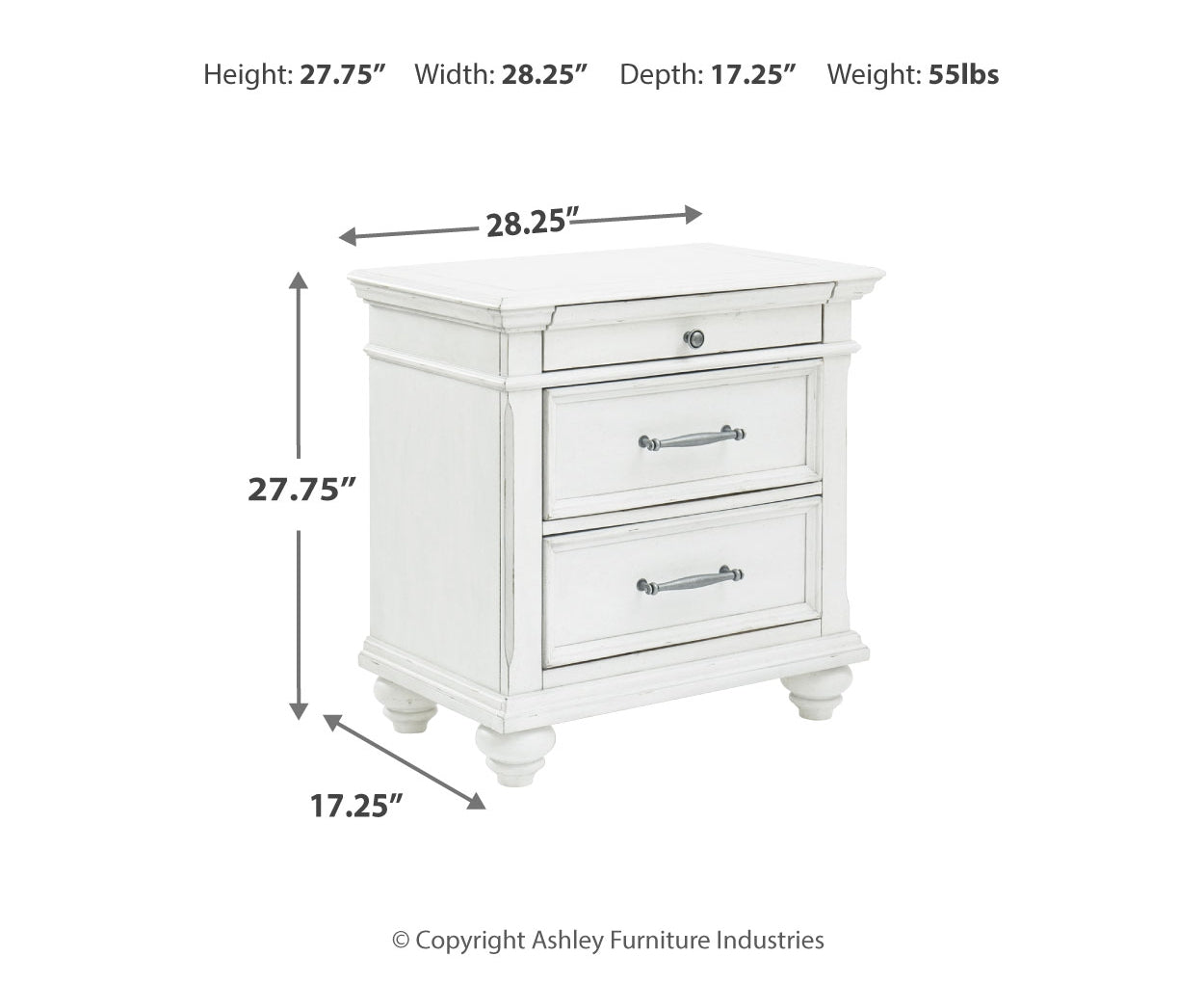 Kanwyn Three Drawer Night Stand