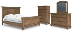 Feddinger California King Panel Bed with Mirrored Dresser and Chest