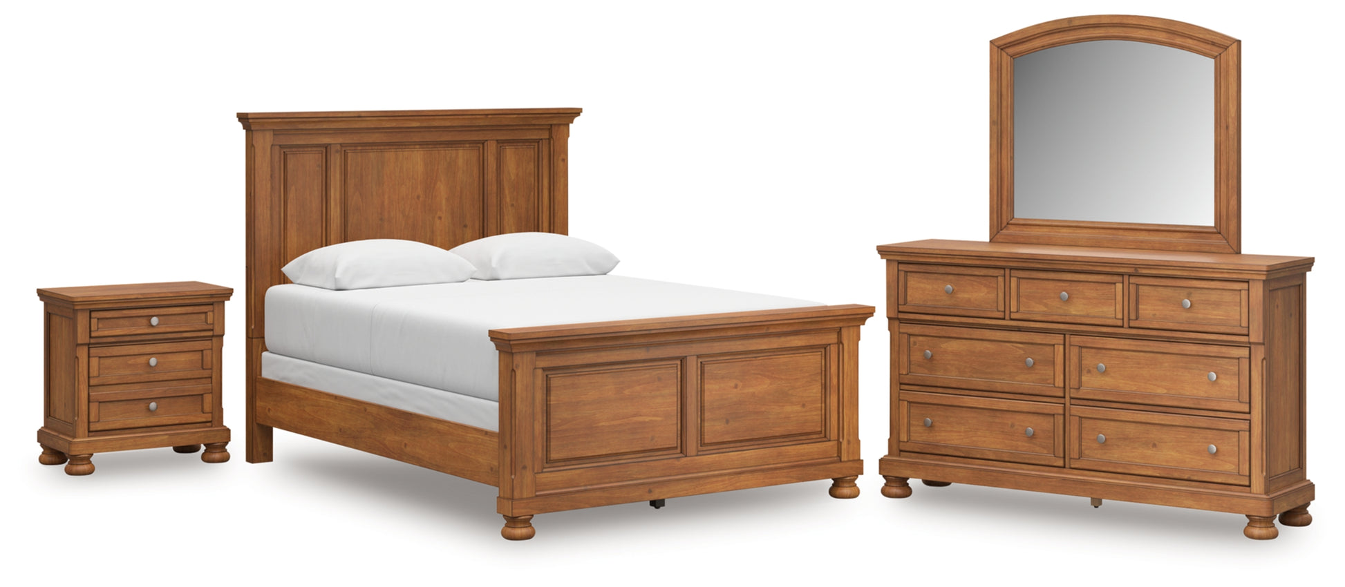 Feddinger Queen Panel Bed with Mirrored Dresser and Nightstand