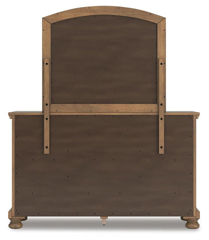 Feddinger Queen Storage Sleigh Bed with Mirrored Dresser
