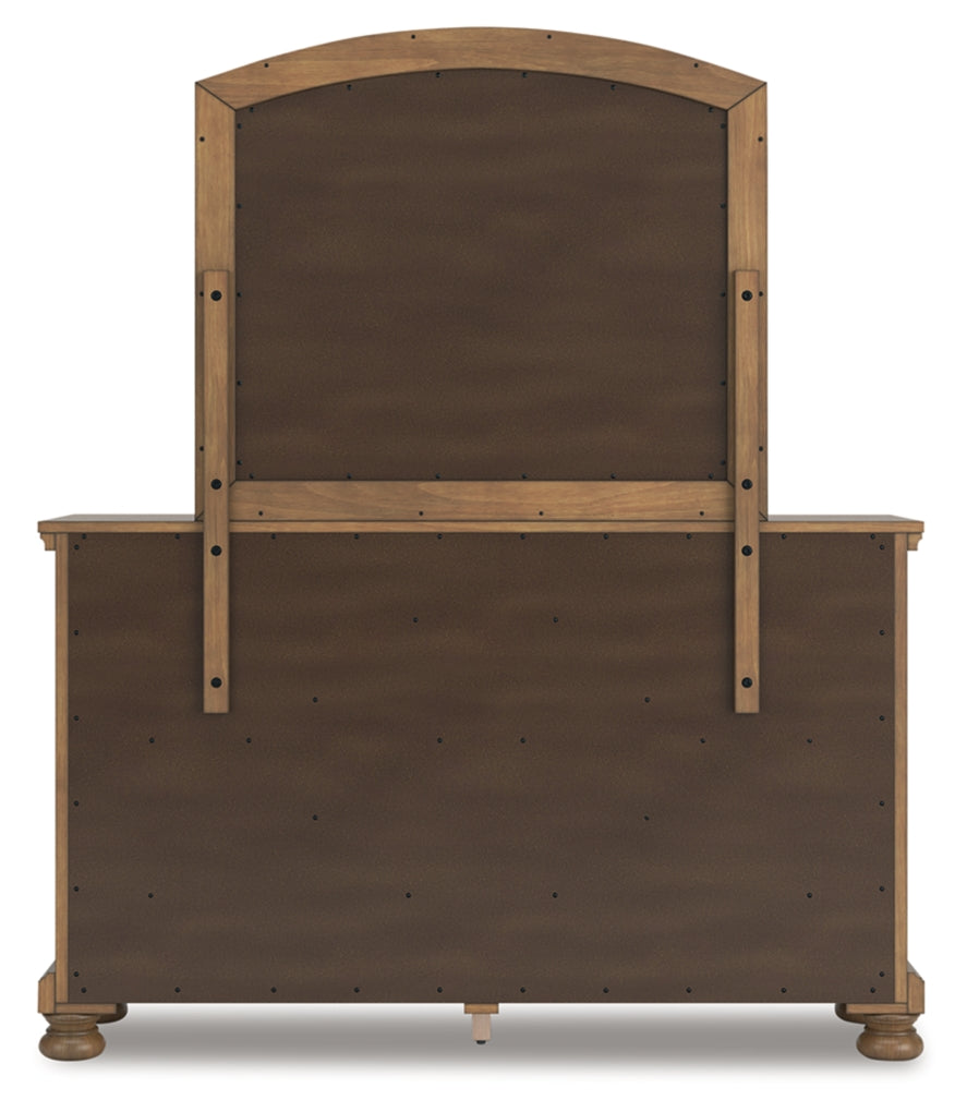 Feddinger California King Storage Sleigh Bed with Mirrored Dresser