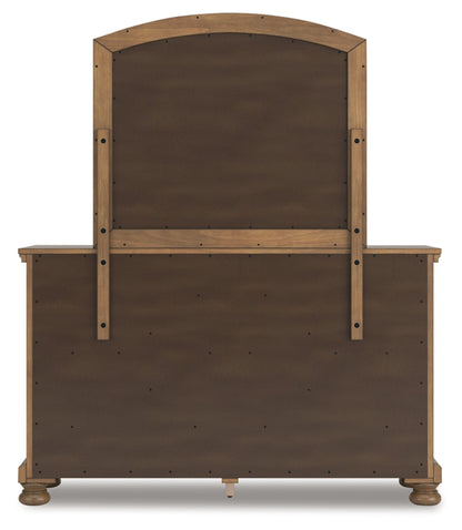 Feddinger California King Storage Sleigh Bed with Mirrored Dresser