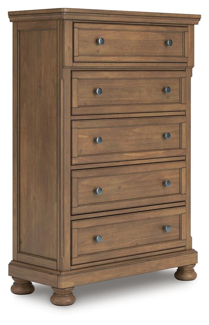 Feddinger Queen Panel Bed with Mirrored Dresser, Chest and Nightstand