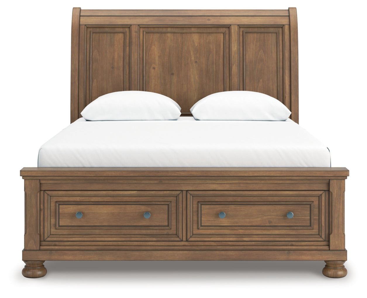 Feddinger Queen Storage Sleigh Bed with Mirrored Dresser and Nightstand