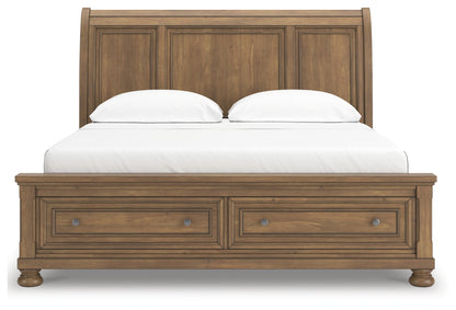 Feddinger California King Storage Sleigh Bed with Mirrored Dresser and Nightstand