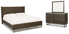 Arkenton California King Panel Bed with Mirrored Dresser