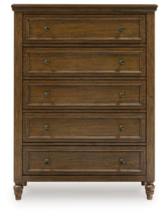 Sturlayne Queen Upholstered Panel Bed, Dresser, Mirror and Chest