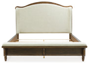 Sturlayne King Upholstered Panel Bed, Dresser, Mirror and Nightstand