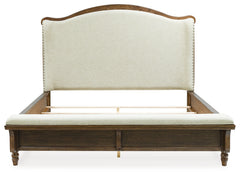 Sturlayne King Upholstered Panel Bed, Dresser, Mirror and Nightstand