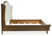 Sturlayne King Upholstered Panel Bed, Dresser, Mirror and Nightstand