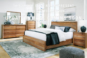 Dressonni California King Panel Bed, Dresser, Mirror and Nightstand