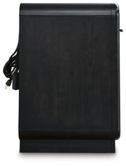 Rowanbeck King Upholstered Panel Bed, Dresser, Mirror, Chest and Nightstand