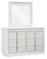 Chalanna Queen Upholstered Storage Bed with Mirrored Dresser