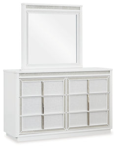 Chalanna King Upholstered Storage Bed, Dresser, Mirror and Chest