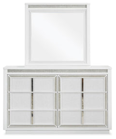 Chalanna Queen Upholstered Storage Bed with Mirrored Dresser