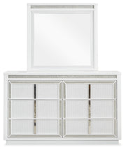 Chalanna King Upholstered Storage Bed, Dresser, Mirror and Chest