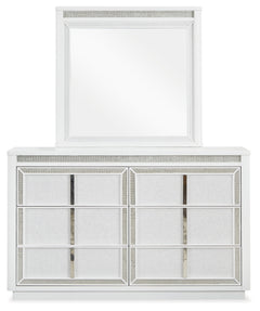 Chalanna King Upholstered Storage Bed, Dresser, Mirror and Chest