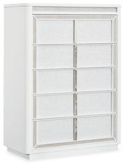 Chalanna King Upholstered Storage Bed, Dresser, Mirror and Chest