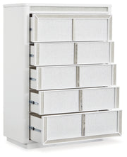 Chalanna King Upholstered Storage Bed, Dresser, Mirror and Chest