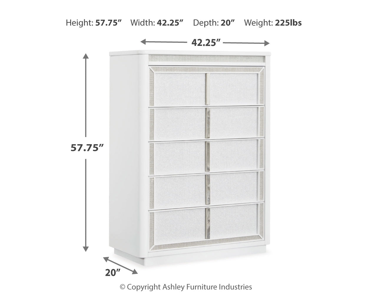 Chalanna California King Upholstered Storage Bed, Dresser, Mirror and Chest