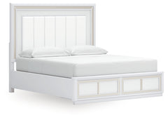 Chalanna California King Upholstered Storage Bed, Dresser, Mirror and Nightstand
