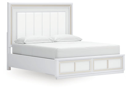 Chalanna California King Upholstered Storage Bed, Dresser, Mirror and Chest