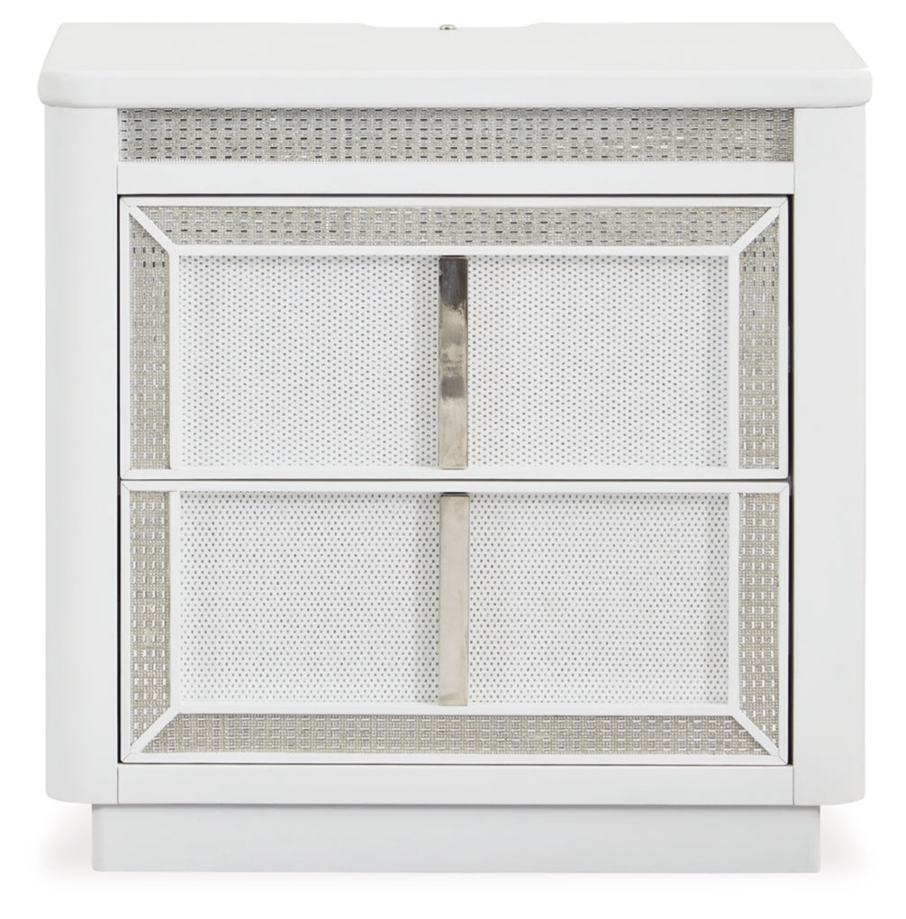 Chalanna King Upholstered Storage Bed, Dresser, Mirror and Nightstand