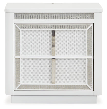 Chalanna King Upholstered Storage Bed, Dresser, Mirror and Nightstand