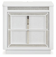 Chalanna California King Upholstered Storage Bed, Dresser, Mirror and Nightstand