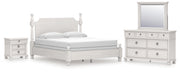 Rowlenstown California King Poster Bed, Dresser, Mirror and Nightstand