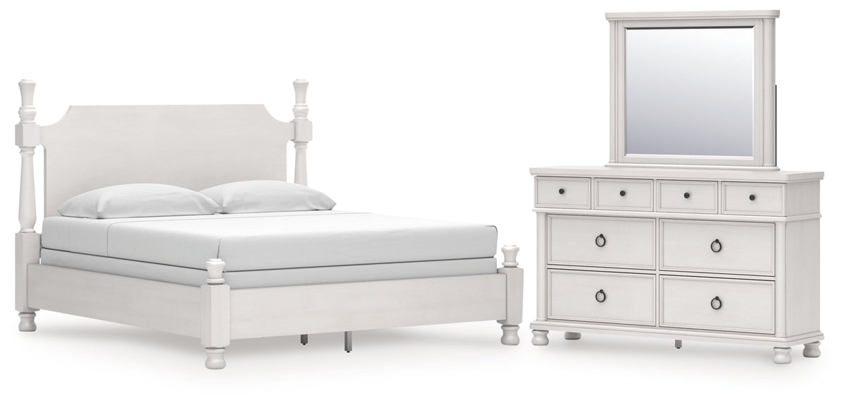 Rowlenstown California King Poster Bed, Dresser and Mirror
