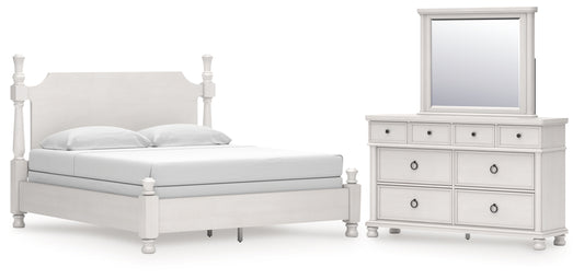 Rowlenstown California King Poster Bed, Dresser and Mirror