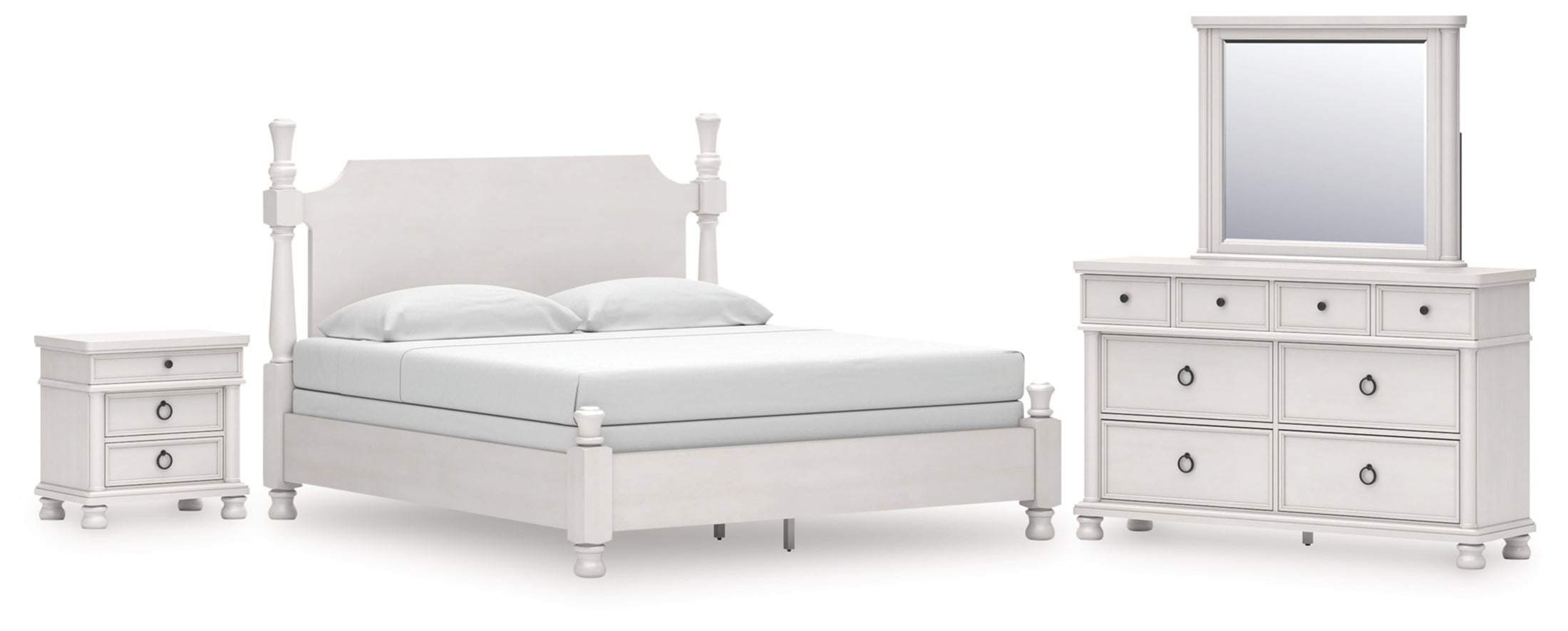 Rowlenstown King Poster Bed, Dresser, Mirror and Nightstand