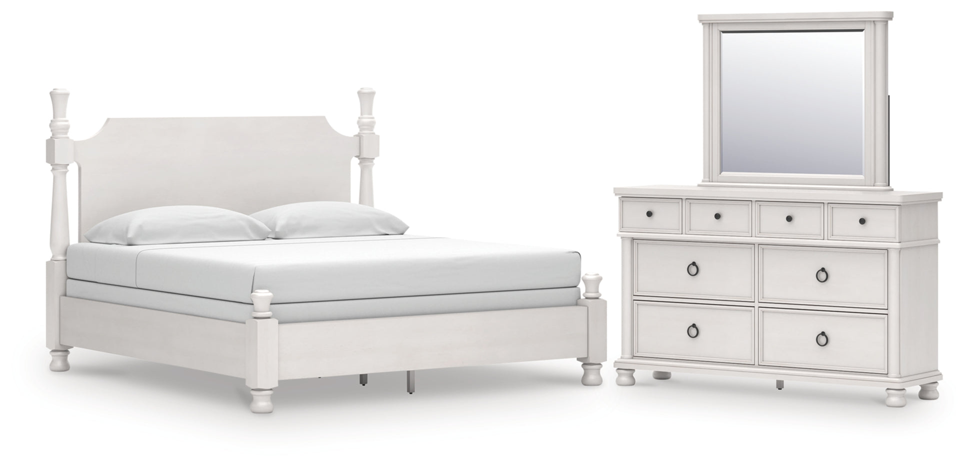 Rowlenstown King Poster Bed, Dresser and Mirror