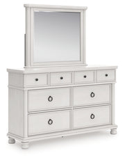 Rowlenstown California King Poster Bed, Dresser, Mirror and Nightstand