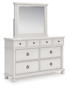 Rowlenstown California King Poster Bed, Dresser and Mirror
