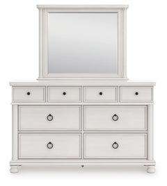 Rowlenstown California King Poster Bed, Dresser, Mirror and Nightstand