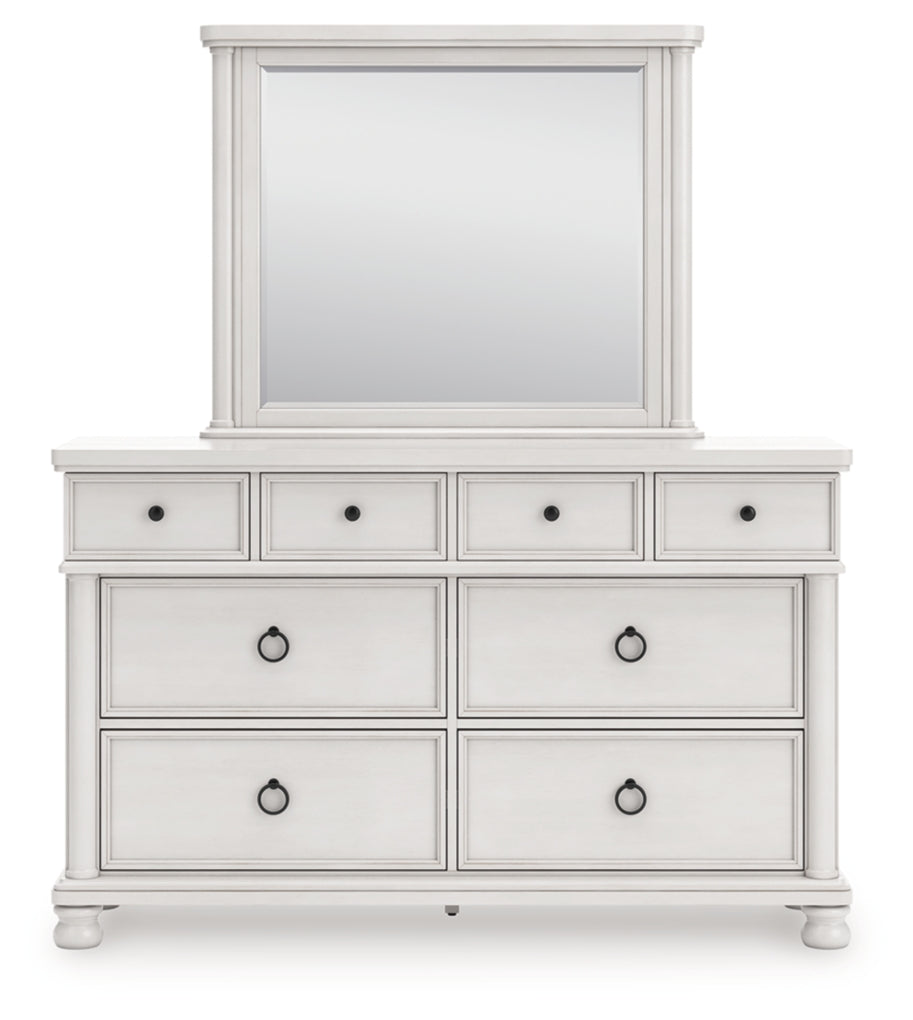 Rowlenstown California King Poster Bed, Dresser and Mirror