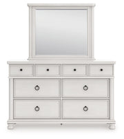 Rowlenstown California King Poster Bed, Dresser and Mirror