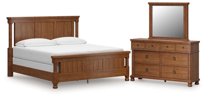 Rowlenstown California King Poster Bed with Mirrored Dresser