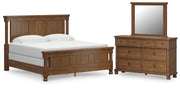 Rowlenstown California King Poster Bed with Mirrored Dresser